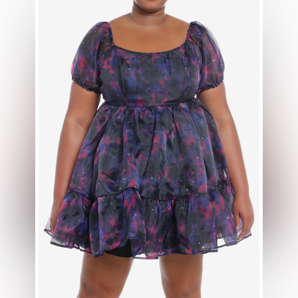 Cosmic Aura Hot Topic Whimsical Galaxy Babydoll Dress - Picture 2 of 7